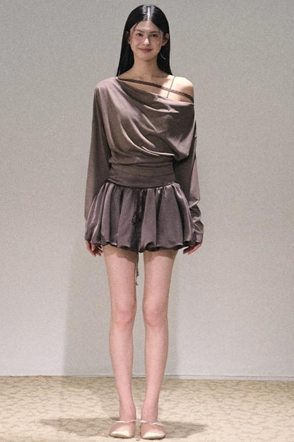 Slanted Shoulder T-shirt Top