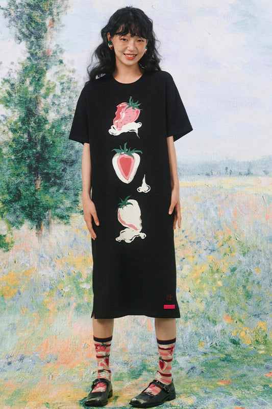 Retro Strawberry Print Dress