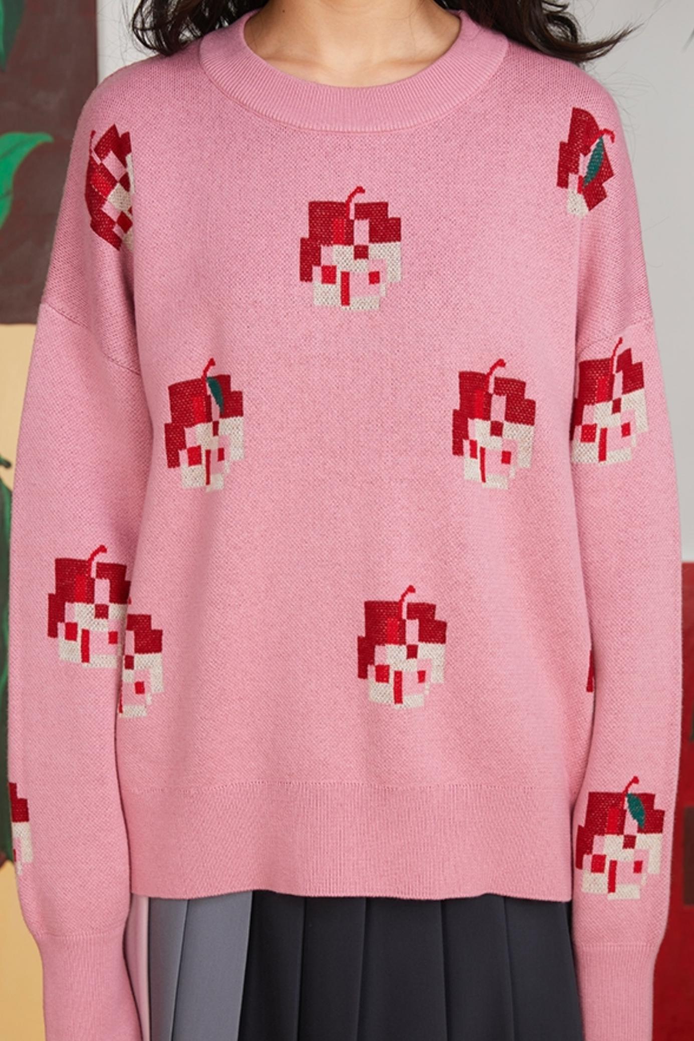 Jacquard Apple Knit Sweater