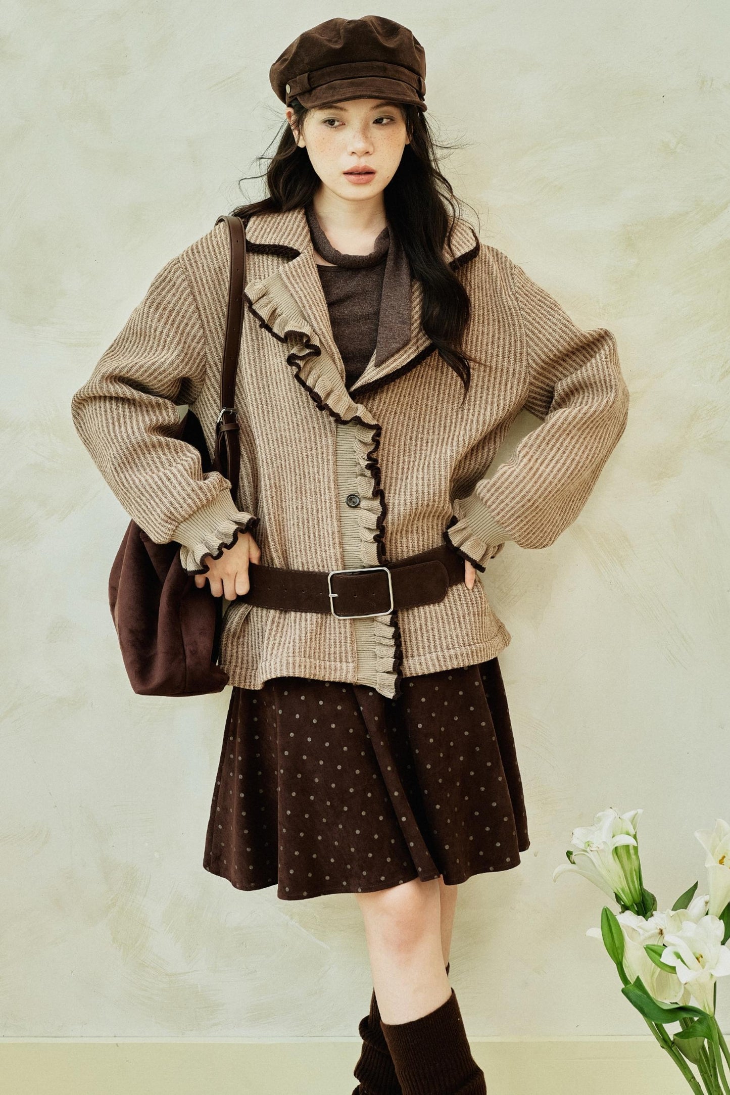 Original Striped Fleece Knitted Jacket