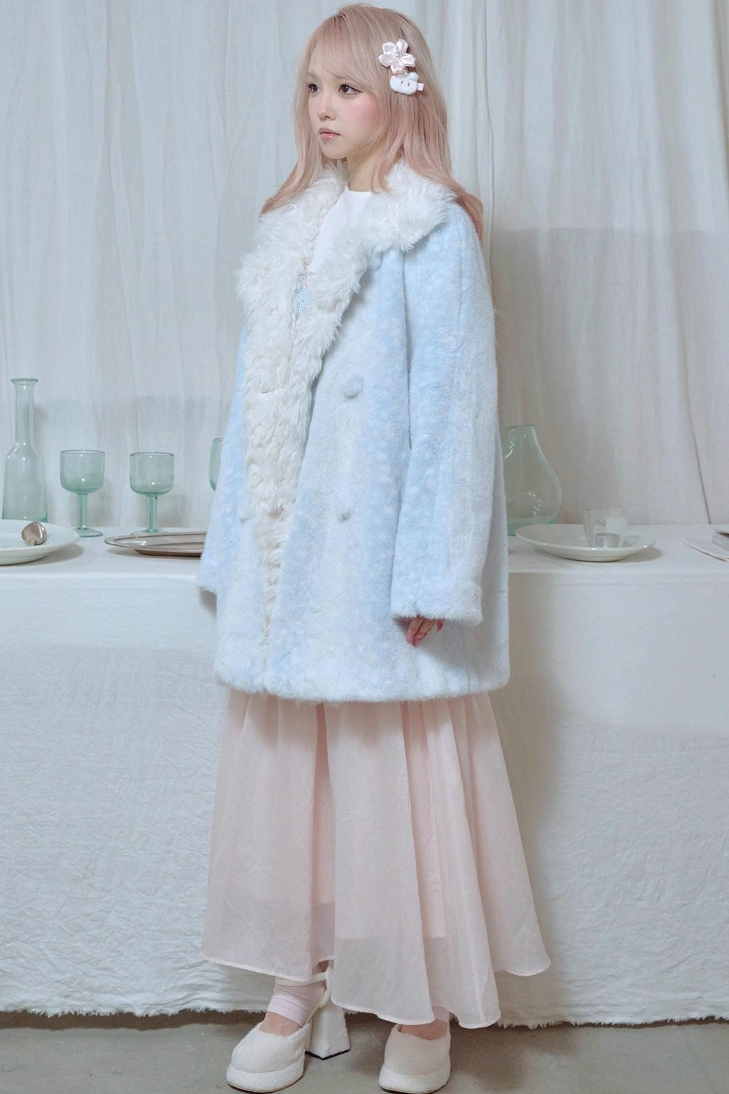 Fawn Print Rabbit Fur Coat