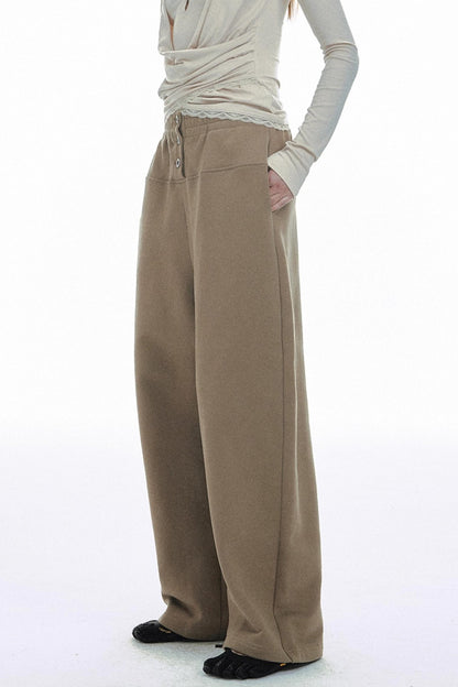 Solid Color Low-Rise Sweatpants