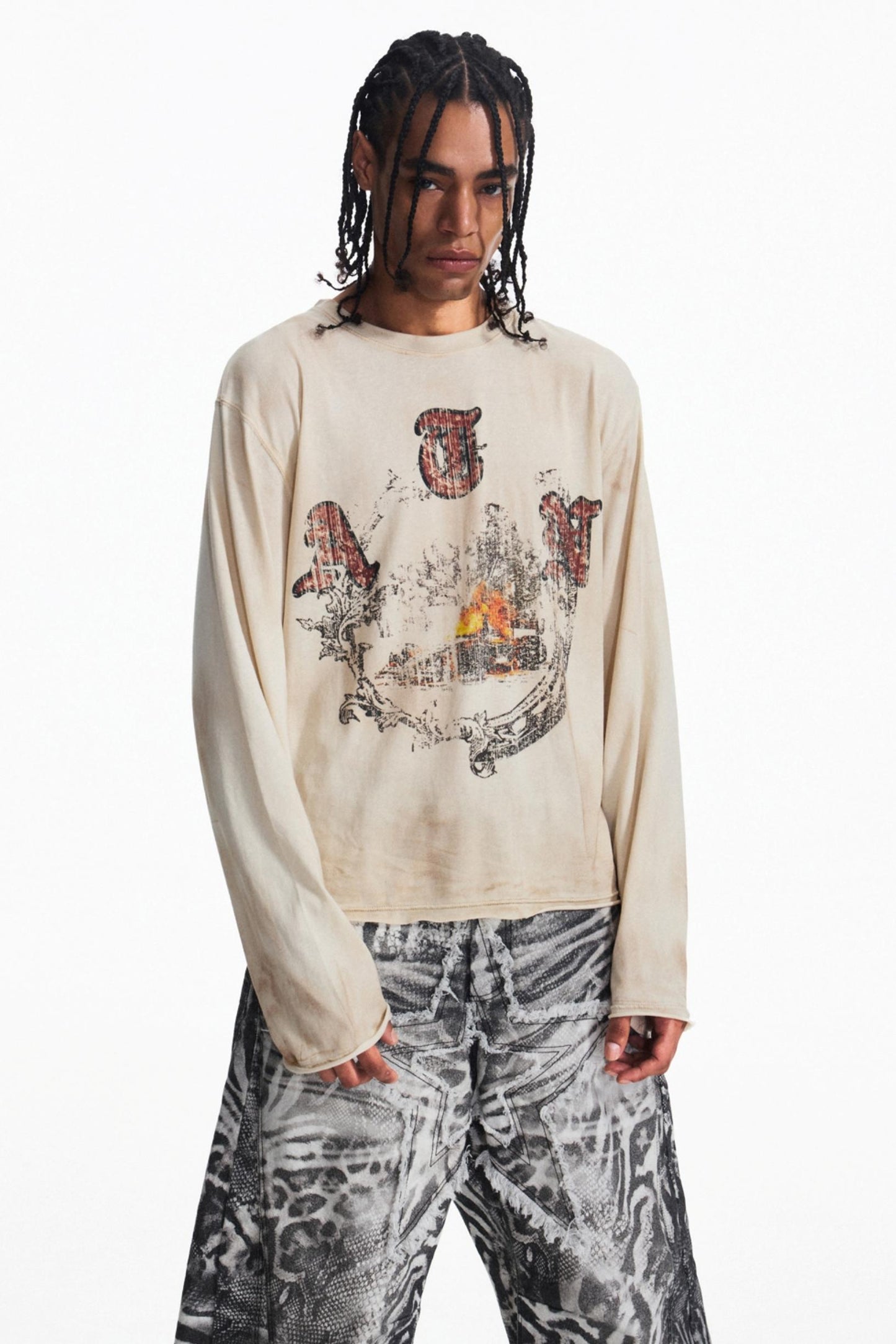 Vintage Distressed Long Sleeve T-Shirt