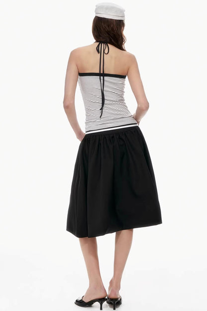 Kontrastfarbenes gestreiftes Vintage Neckholder-Top