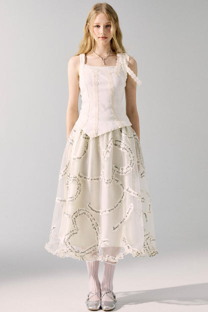 Lace Monogrammed Bustier Skirt