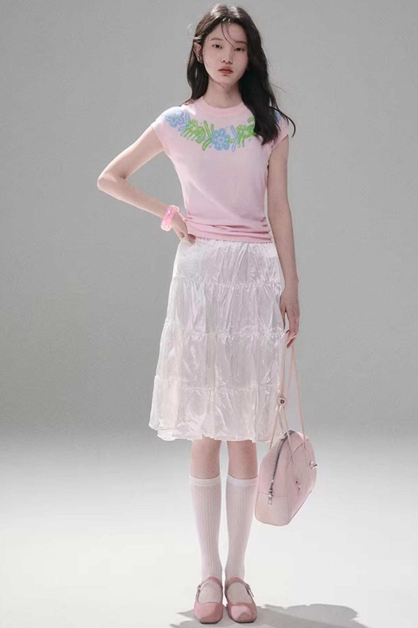 Sparkling Pearlescent Satin Skirt