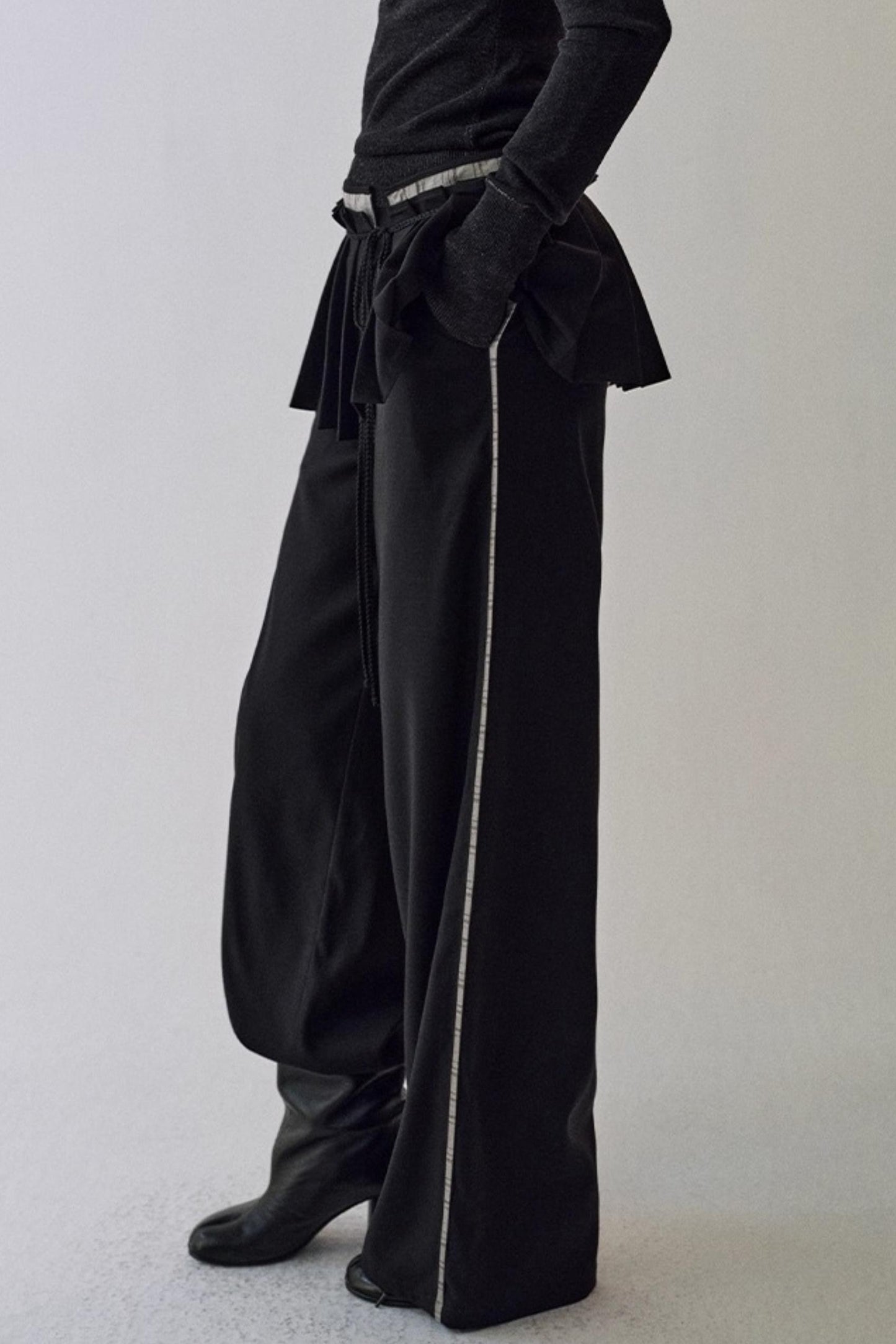 Pleated Wide-Leg Curtain Pants