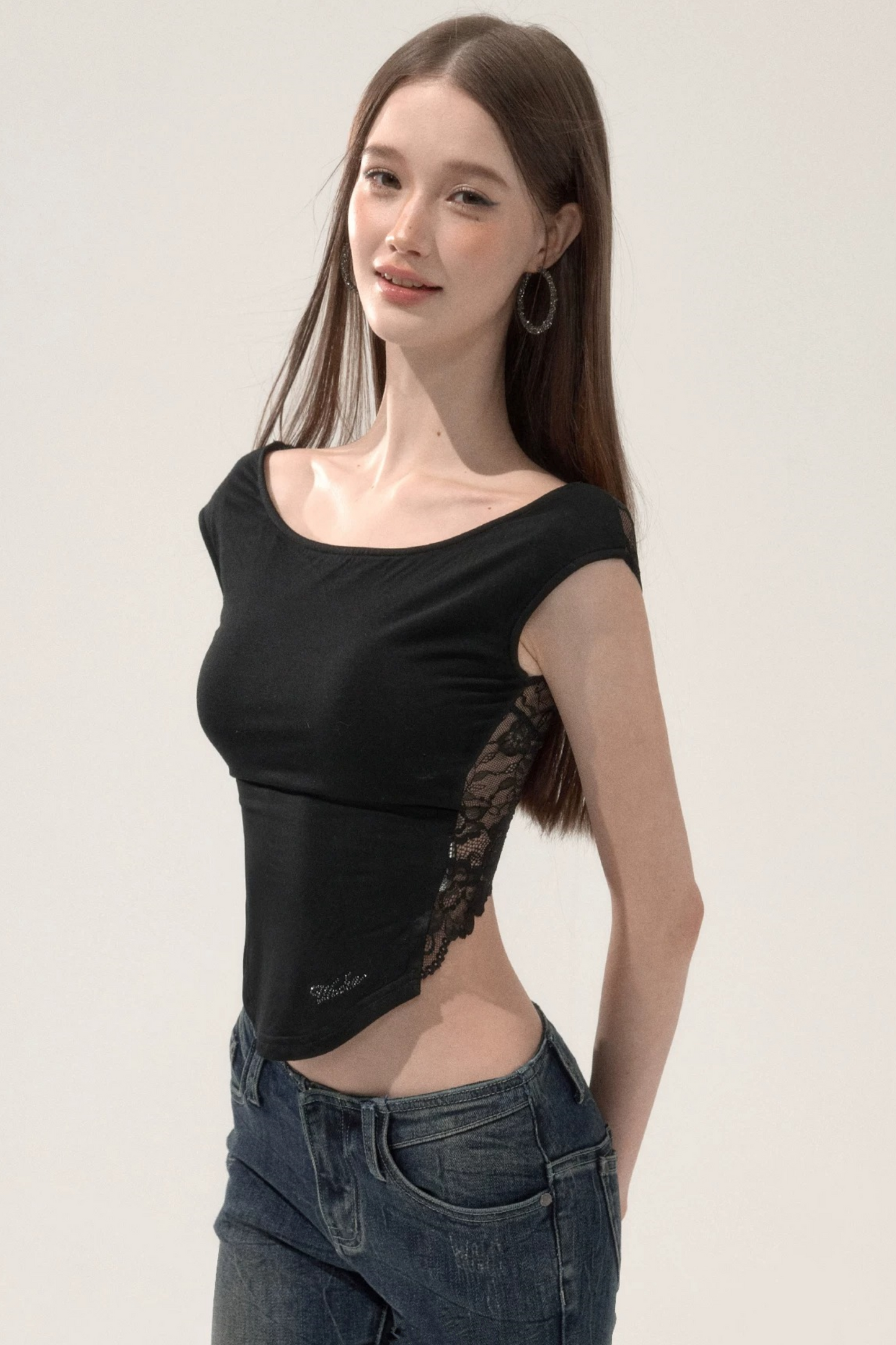 Lace Patchwork Backless Top