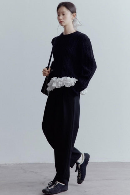 Black Cocoon Shaped Suit Pants