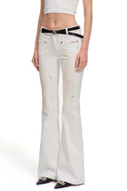 Heavy Washed Denim Stretch Bootcut Pants