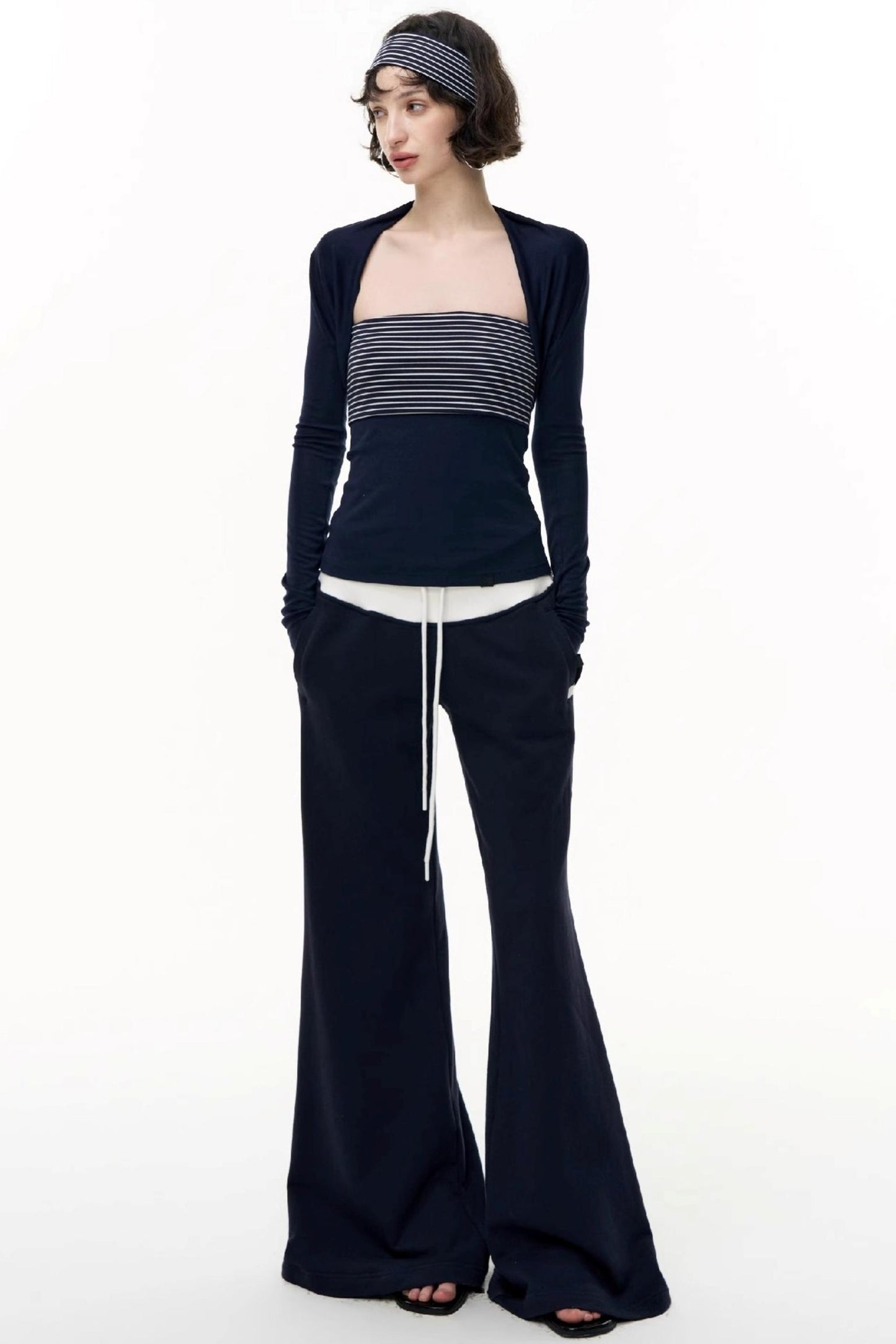 Flared Cotton Wide-Waisted Sweatpants
