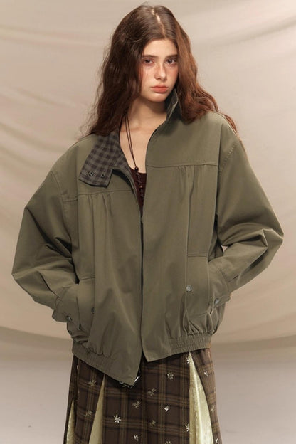 Linen Plaid Double Sided Jacket