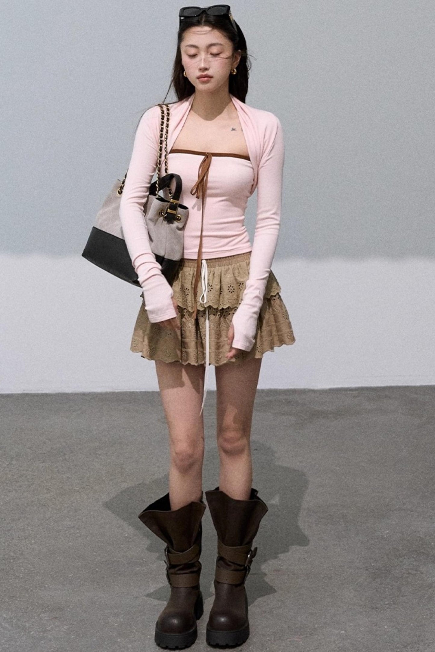 Slim Bandeau Cardigan Two-Piece Set