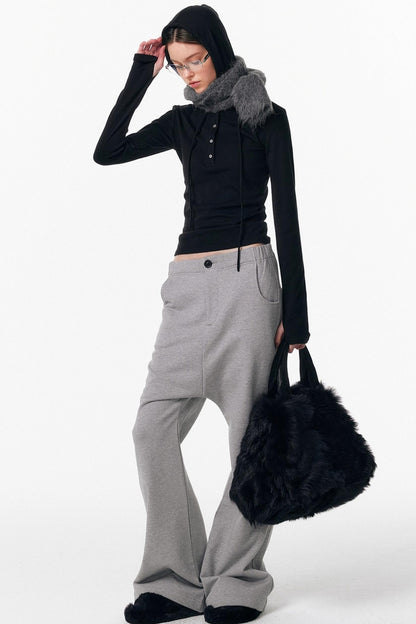 Drawstring Hooded Stretchy Top