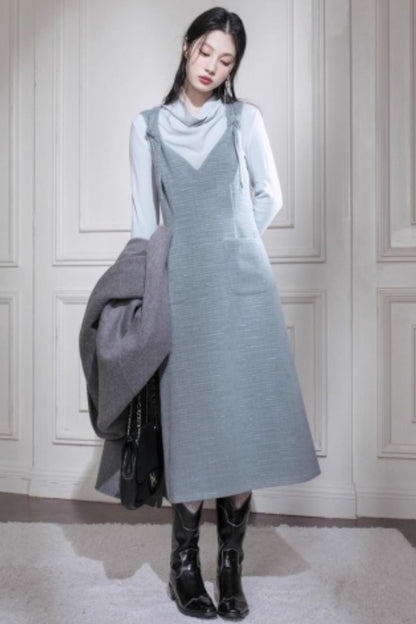 Lake Gray Chenille Tie-Up Dress