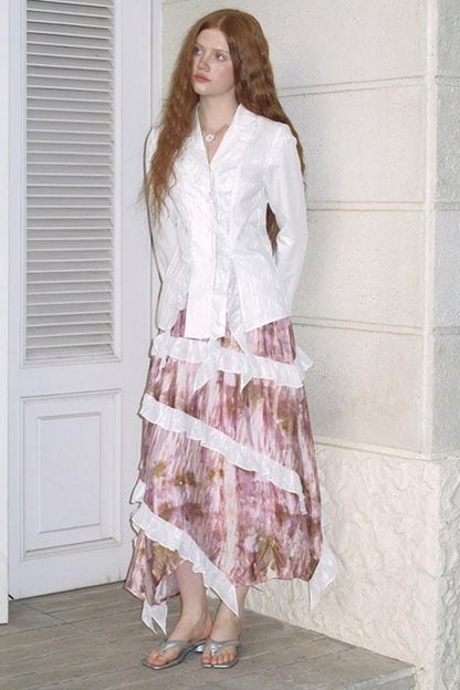 Dark Lace Waist Shirt & Skirt Set-Up