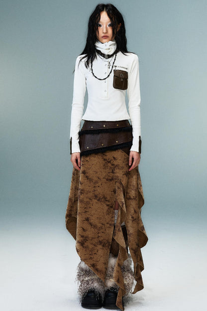 Punk High Neck Slim Knit Base Top