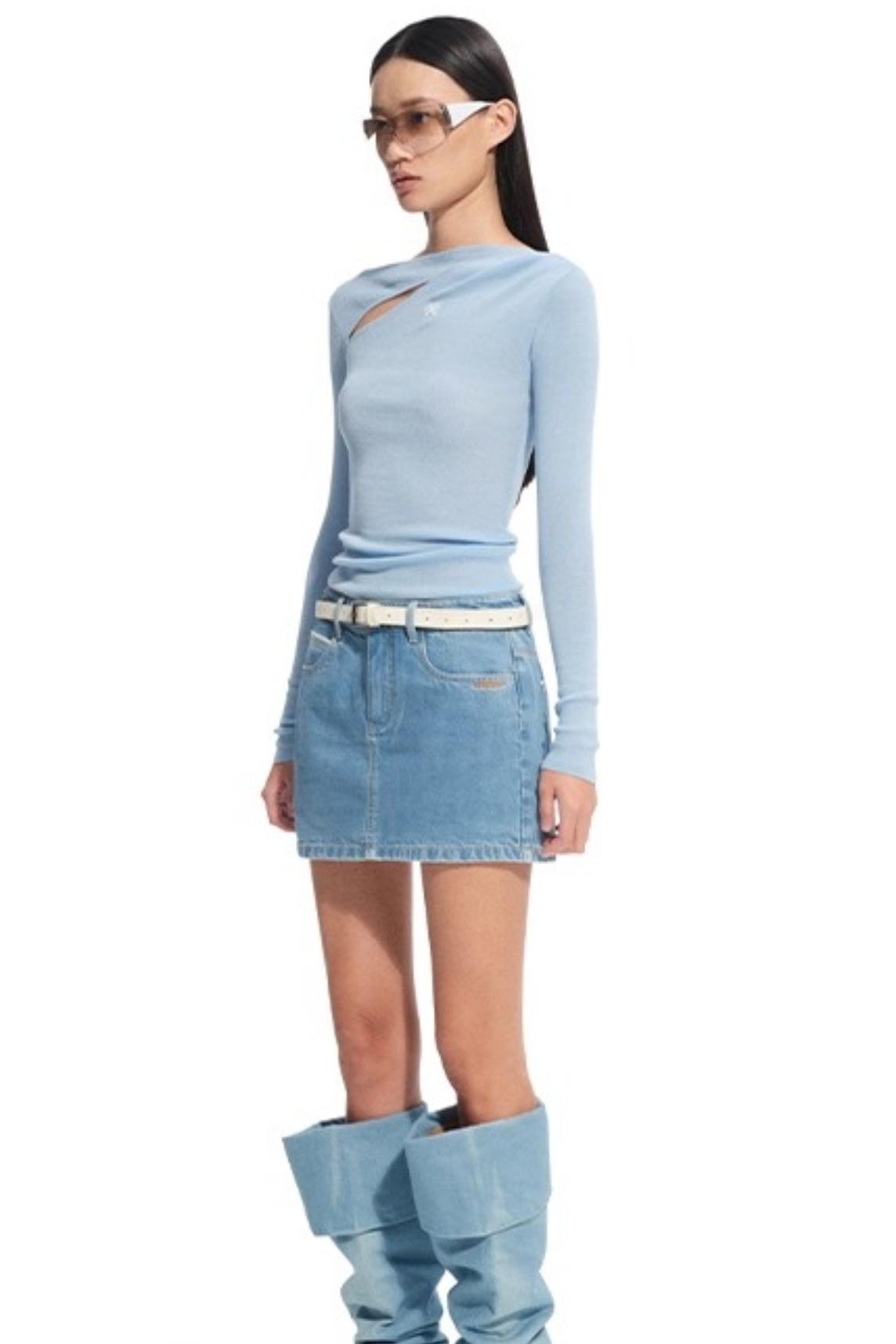 Red-eared Modern Denim Skirt