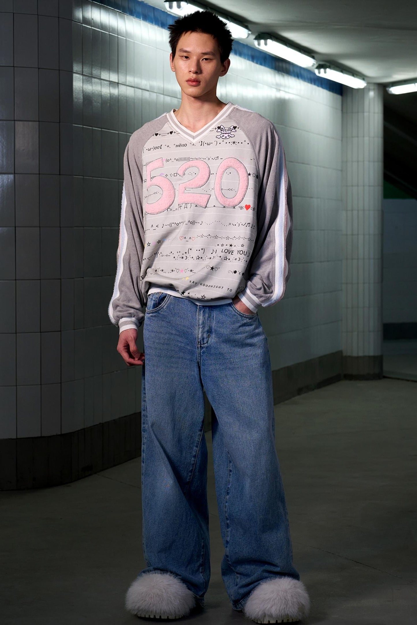 Embroidered Raglan Sleeve Top