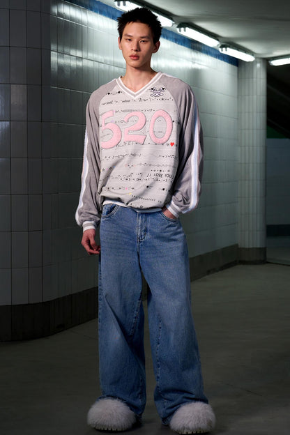 Embroidered Raglan Sleeve Top