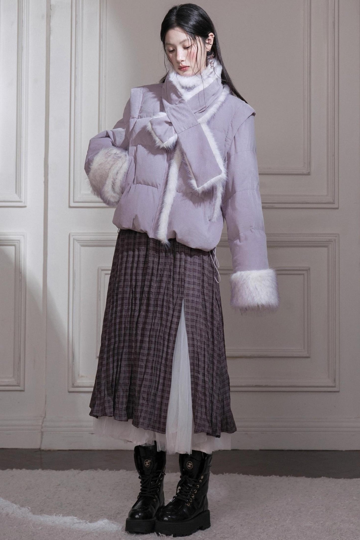 Romantic Pleated Plaid Skirt