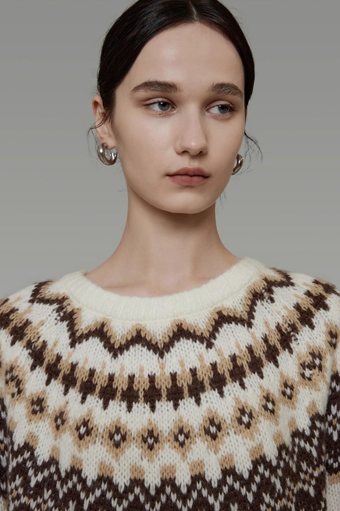 Retro Color-Block Jacquard Sweater