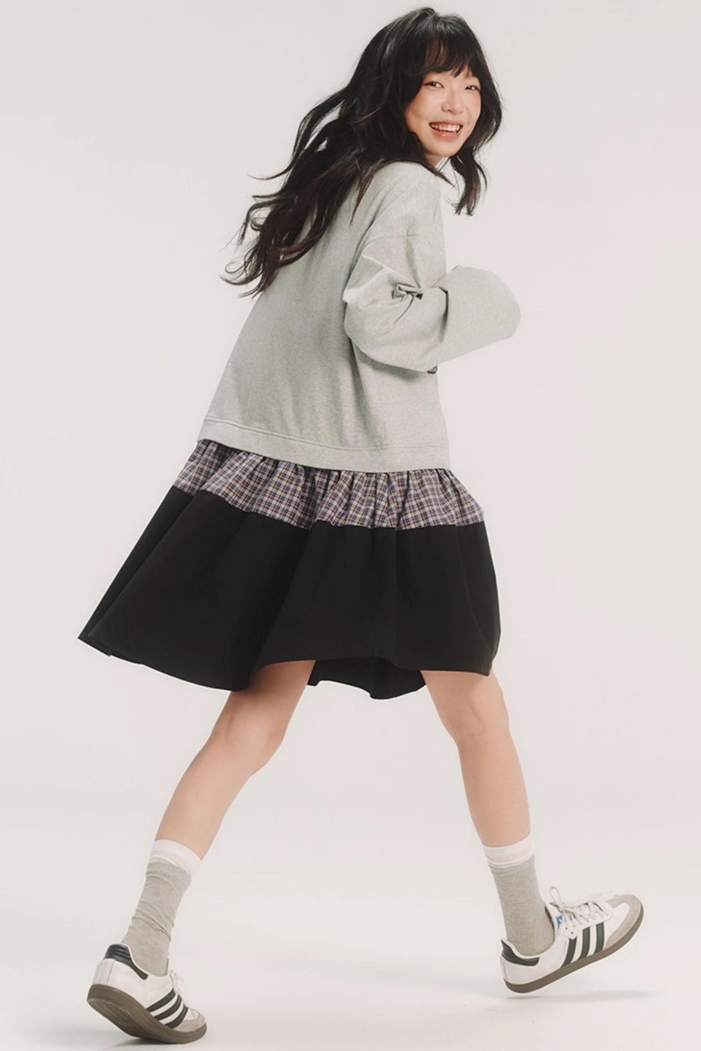 Check Fake Two-Piece Dress