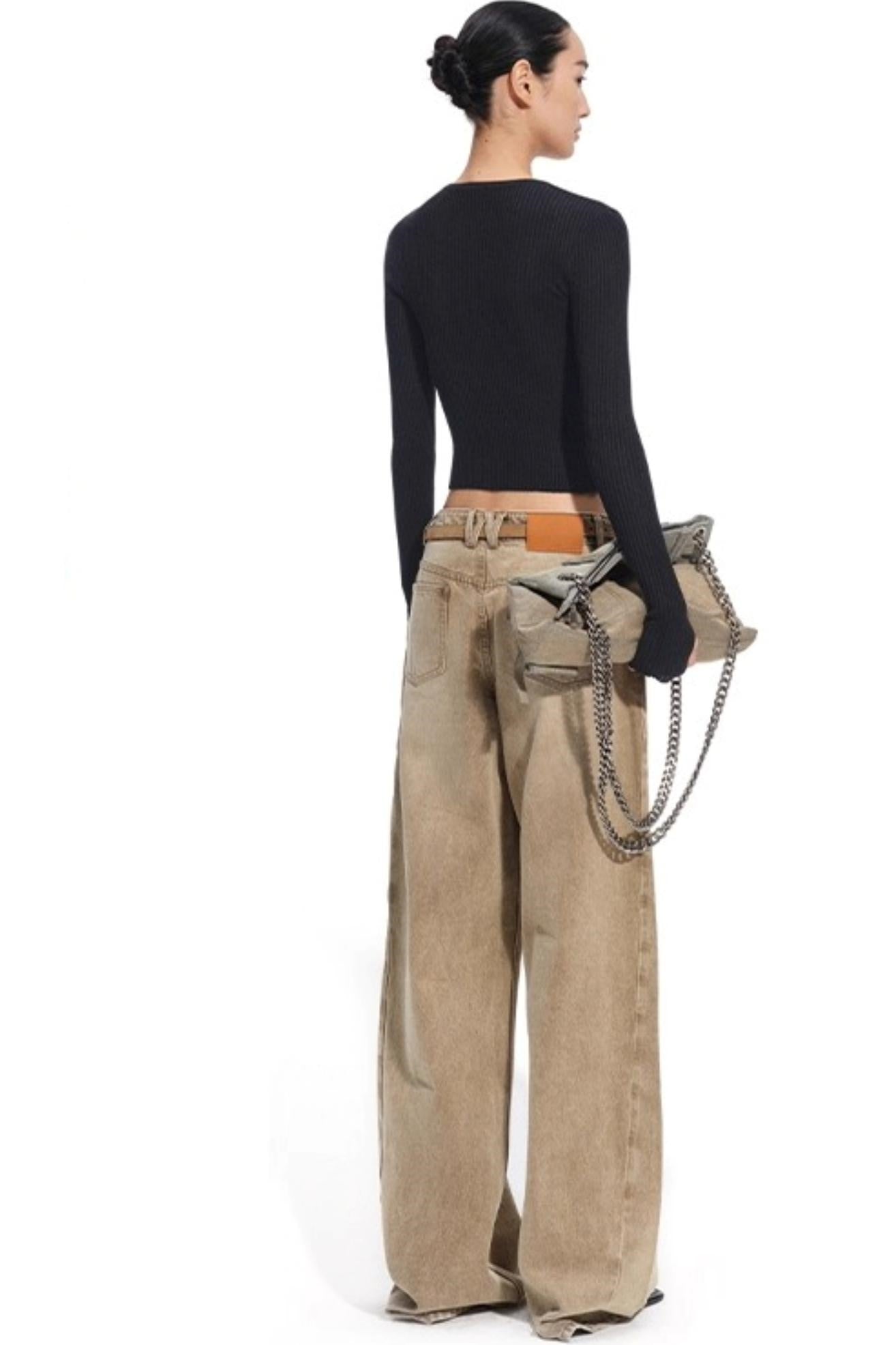 Wool Cropped Crew Neck Cardigan