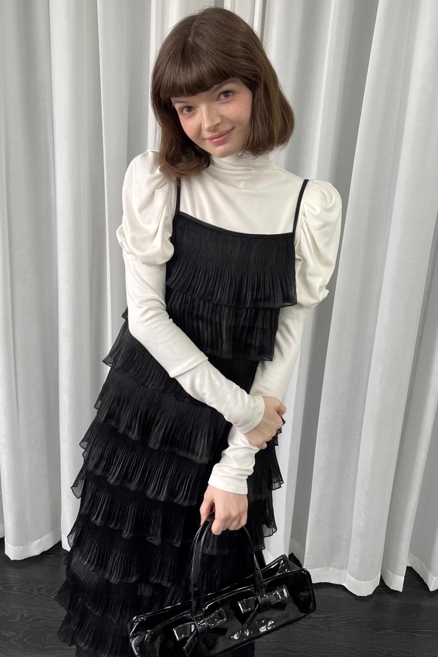 Black Pleated Slip Dress