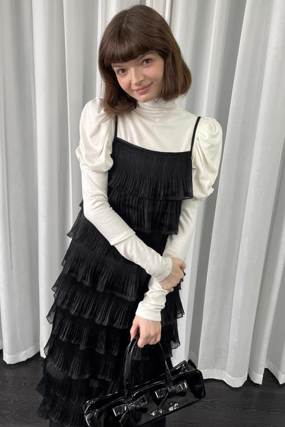 Black Pleated Slip Dress