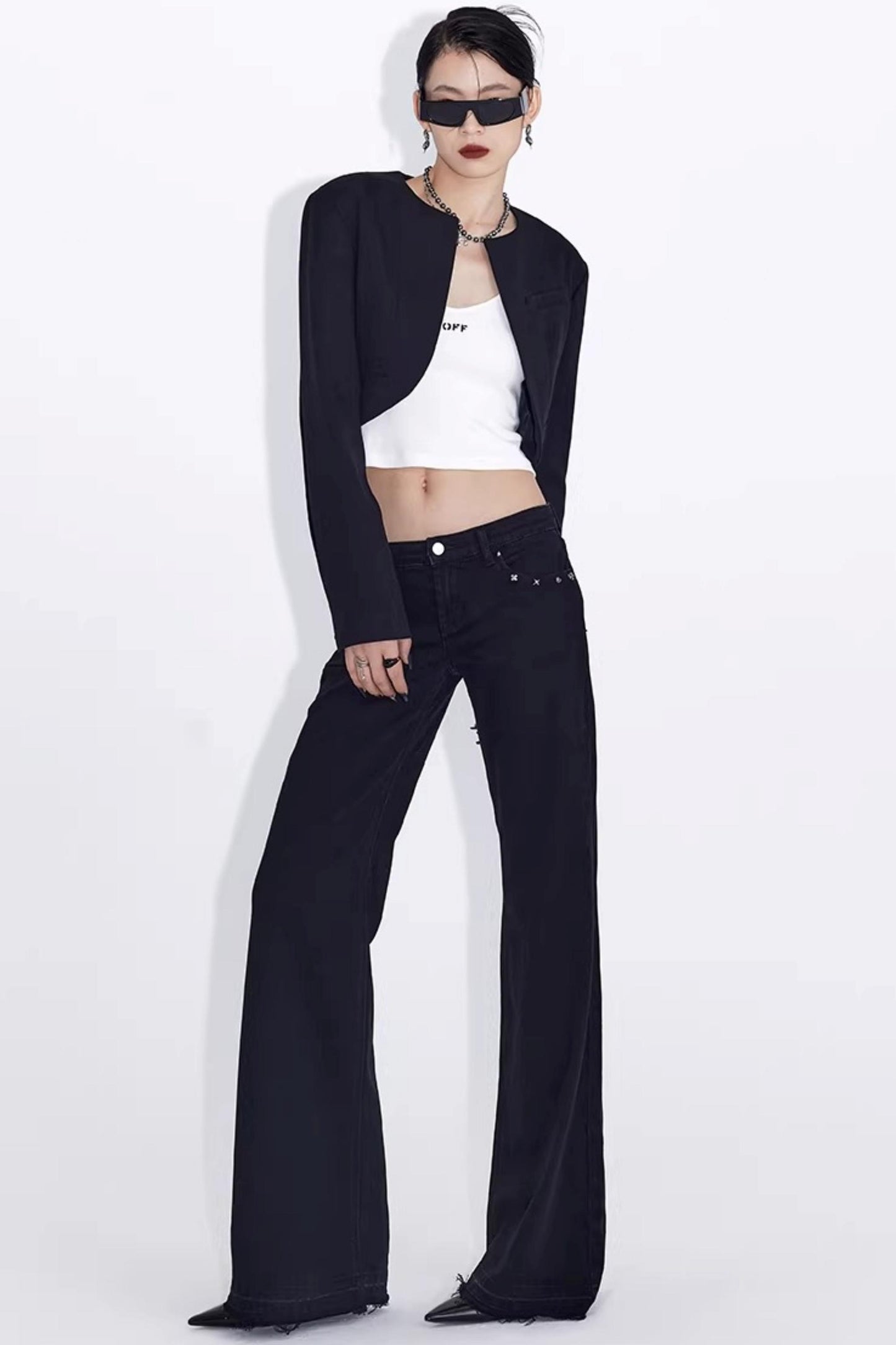 Black Rivet Flared Jeans