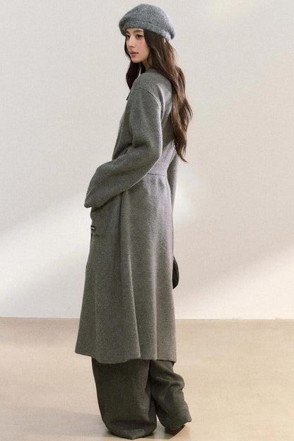 Elegant Knitted Double-Breasted Coat