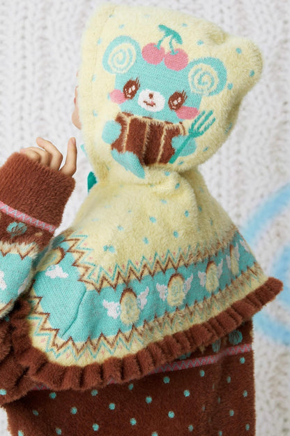 Yellow Bear Knitted Cape Hat