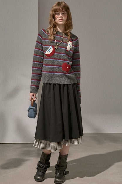 Apple Striped Crew Neck Sweater