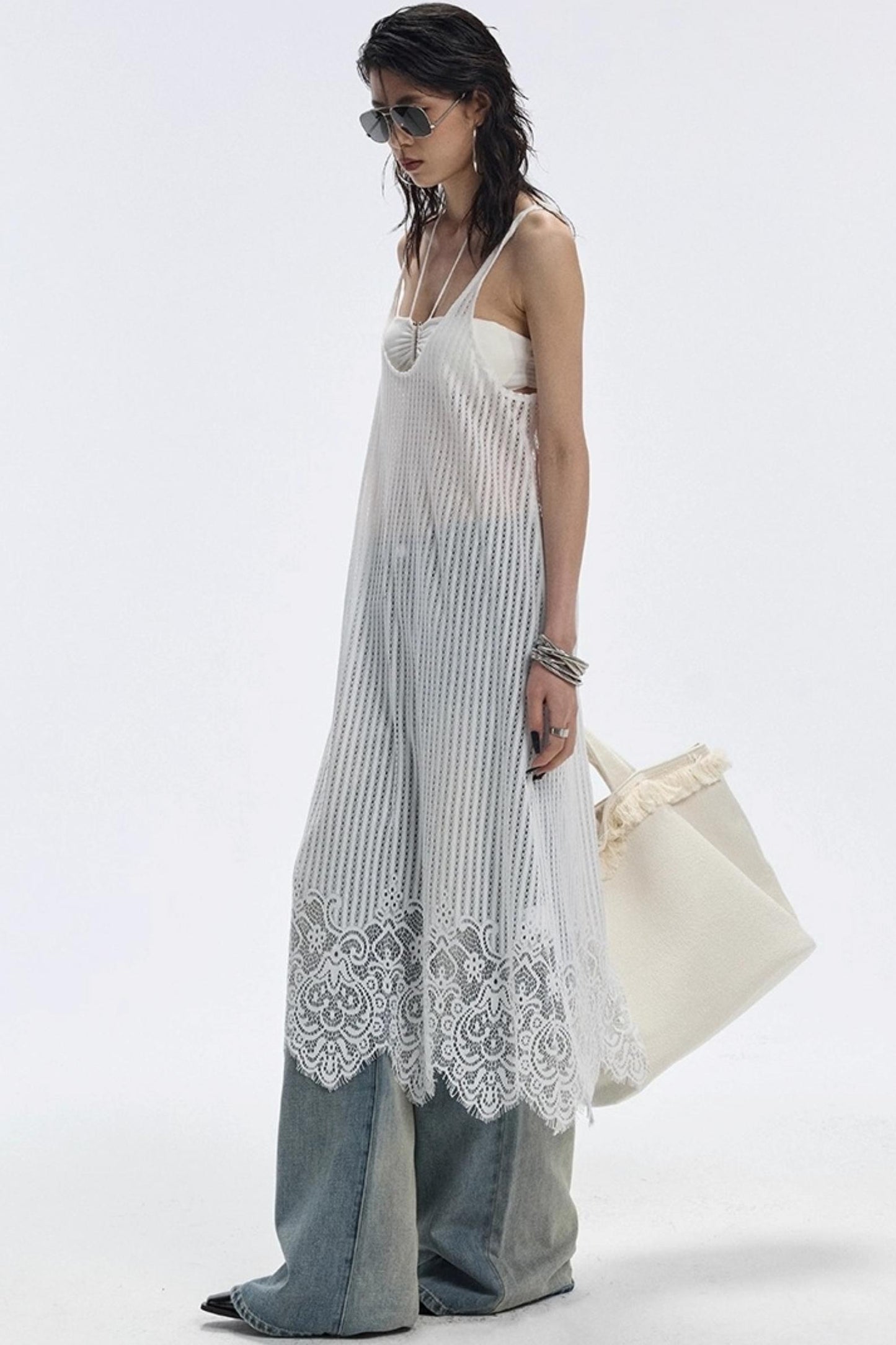 Lace Hem Layered Dress