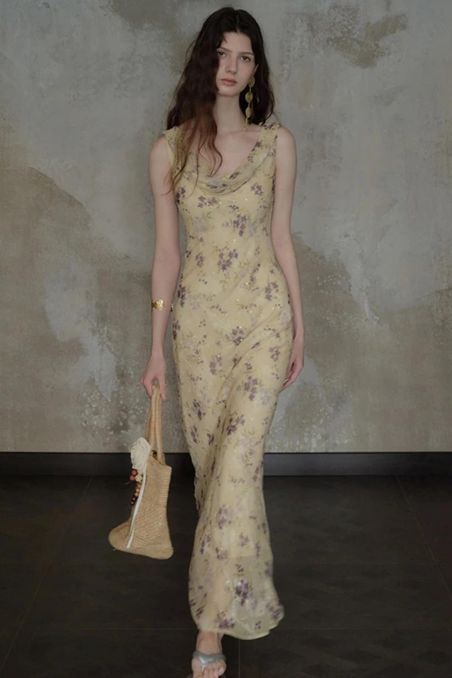Burnt Floral Jacquard Dress