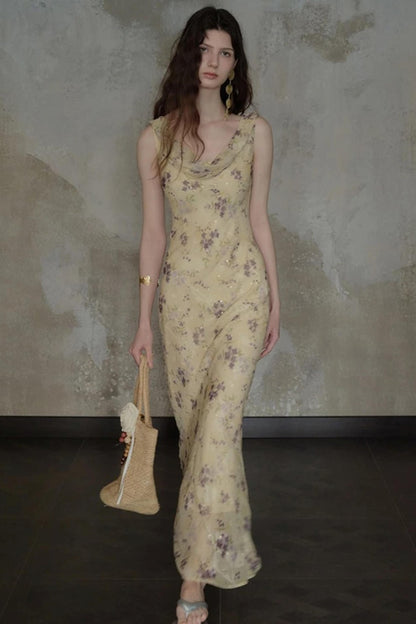 Burnt Floral Jacquard Dress