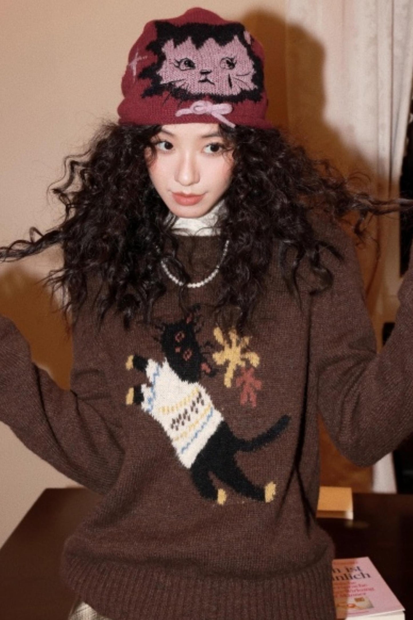 Knitted Cat Beanie Hat