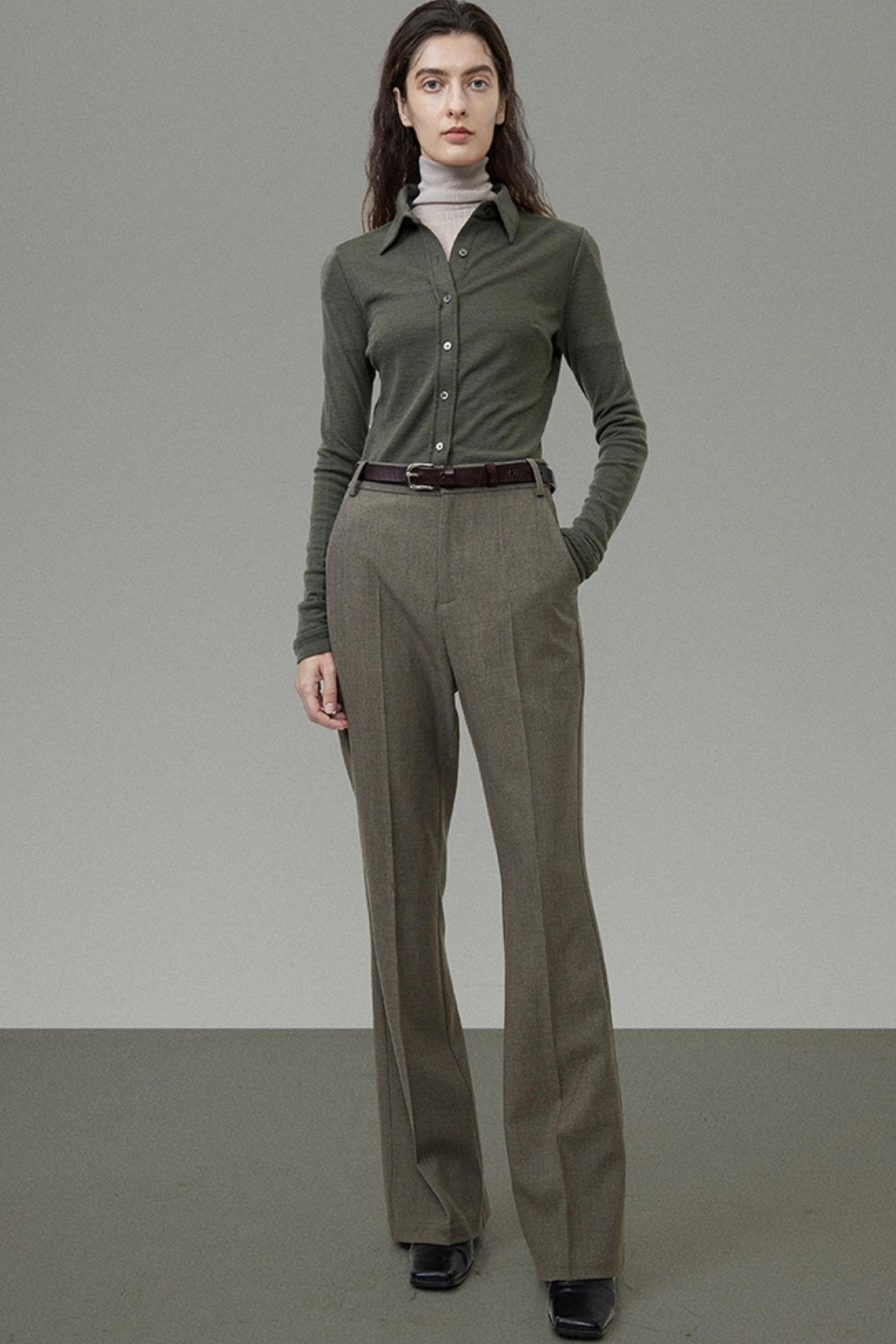 High-Waist Bootcut Suit Pants