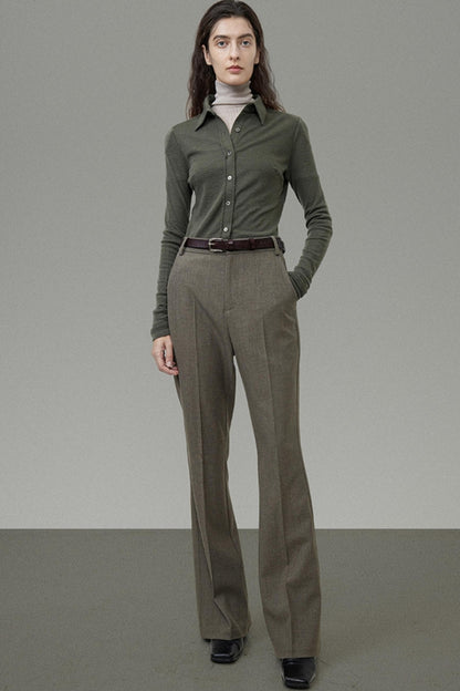 High-Waist Bootcut Suit Pants