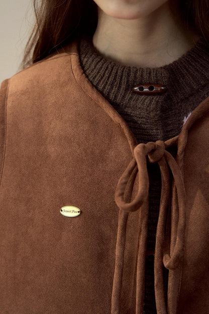 Reversible Bow Strap Fur Vest