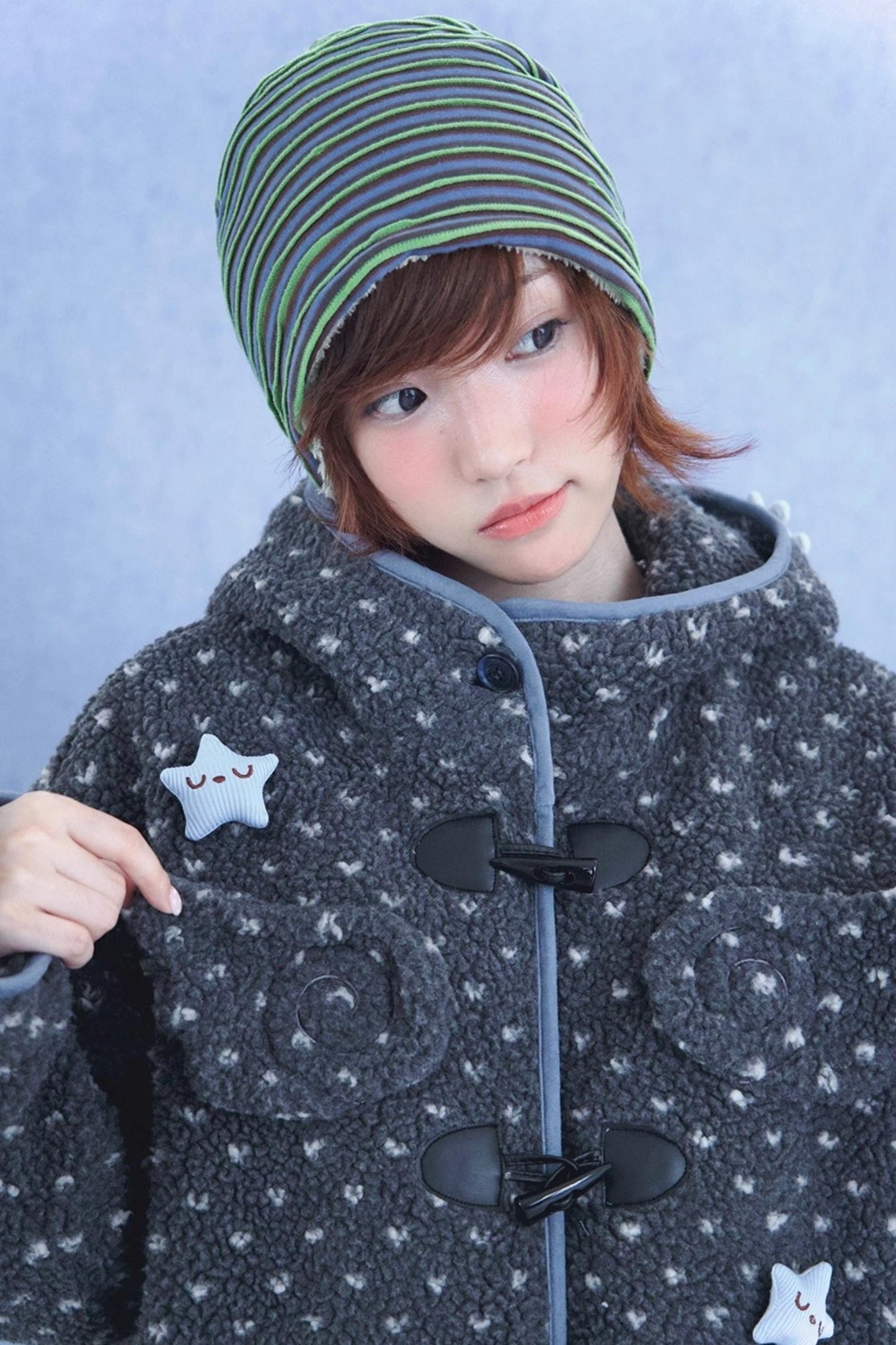 Polka Dot Grey Hooded Jacket