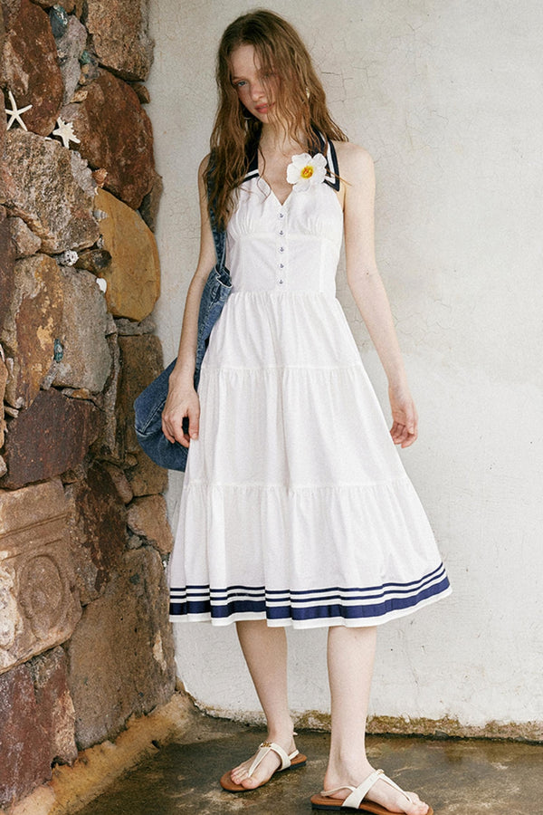 Slim V-Neck A-Line Dress