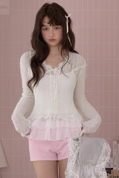Sweet Lace Knitted Sweater
