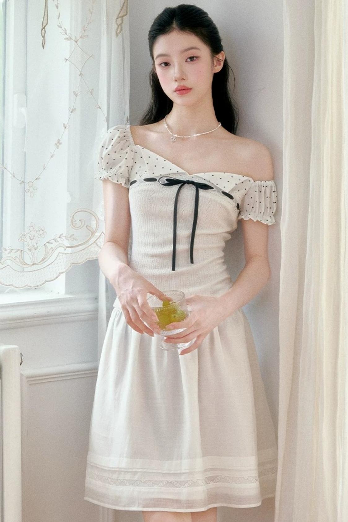 Vintage Asymmetrical Square Neck Top Set-Up