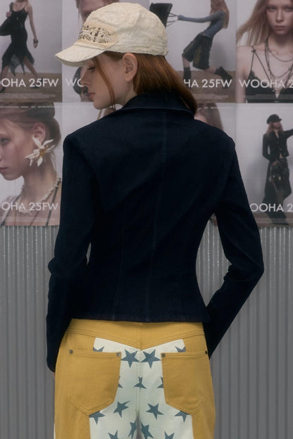 Retro Charm Denim Short Coat