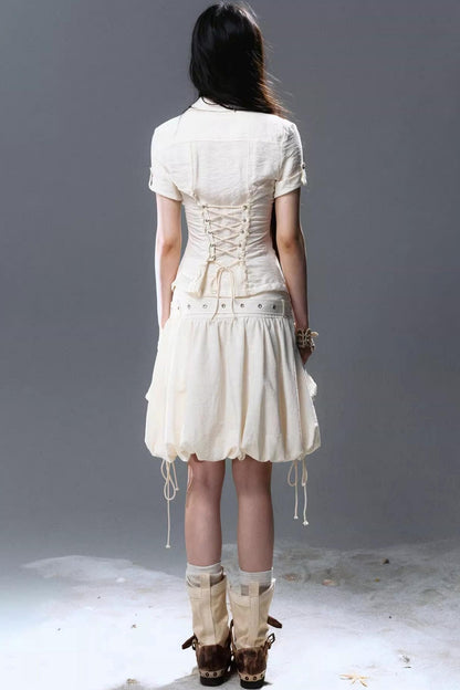 Vintage Lace Pleated Blouse