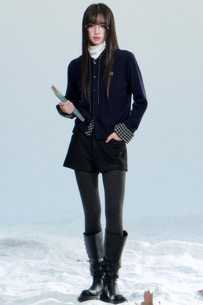 Plaid Patchwork Hooded Top