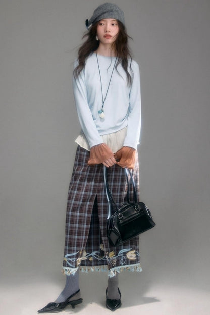 Floral Vintage Front Slit Skirt