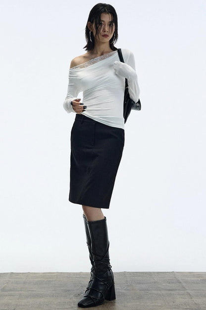 Minimalist Straight Suit Skirt
